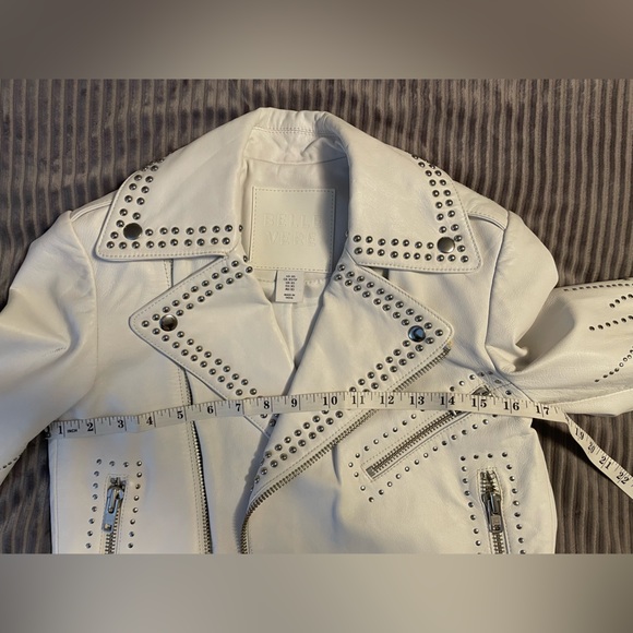 Belle Vere white leather studded moto jacket - Picture 7 of 9